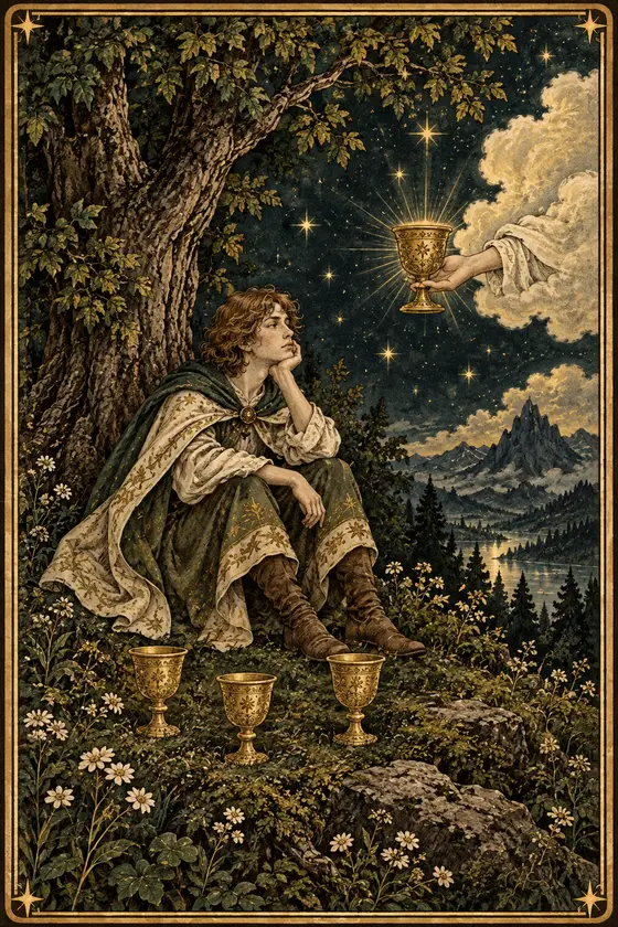 森林星夜塔羅:聖杯四