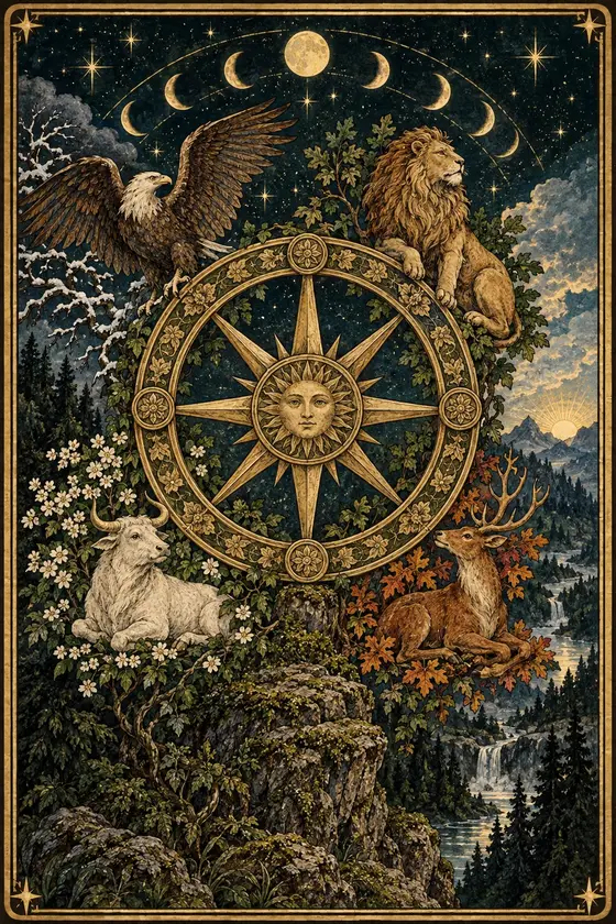 森林星夜塔羅：命運之輪